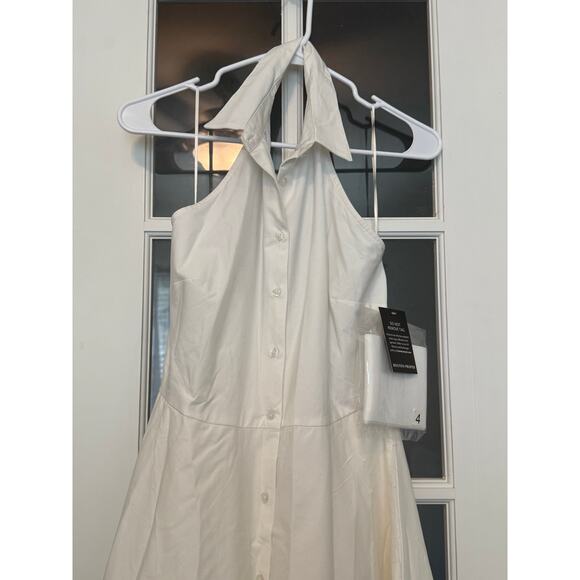 Boston Proper Maxi Length Belted Poplin Shirt Dress white size 4 NWT - Picture 9 of 14
